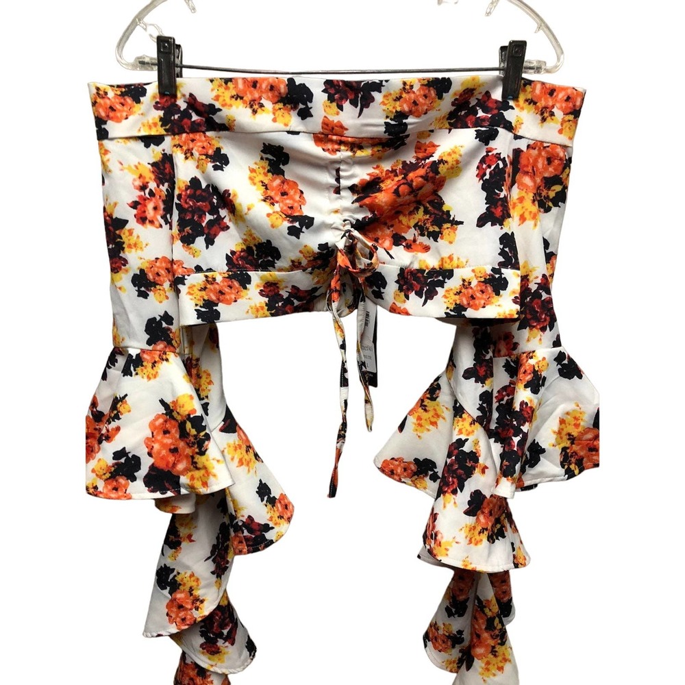 NWT Beulah off shoulder smock printed drop top L